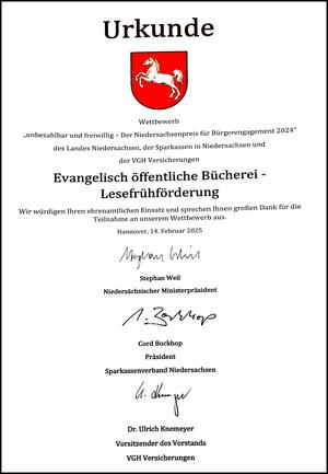 Urkunde Lukas-Bücherei
