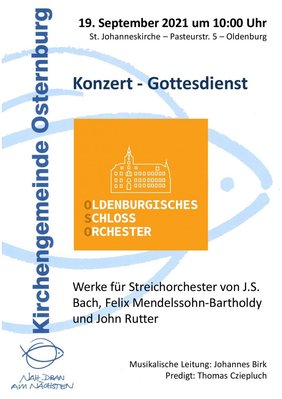 Konzert-Gottesdienst mit Schlossorchester am 19.9.2021