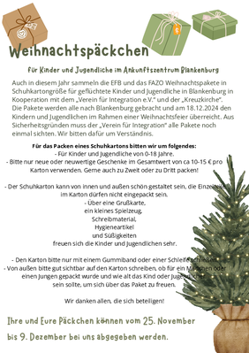 Weihnachtspäckchen für Blankenburg