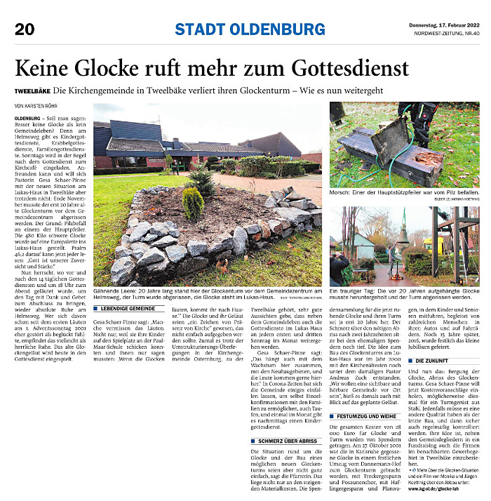 Keine Glocke ruft mehr zum Gottesdienst